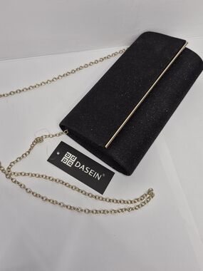 DASEIN Black Sparkle Chain Strap Clutch